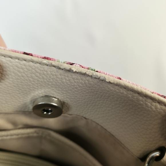 🌸 Dana Buchman Floral Pink & Cream Chain Tote 🌷 Dainty Feminine Aesthetic 🌸 - Picture 9 of 16